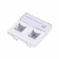 Plastron RJ45 droit 45x45 2 ports Nu blanc pour embase UPTEC