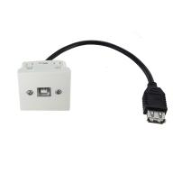 Plastron 45x45 USB2.0 B F vers USB A F - 0, 2m (AWG28/24)