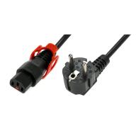 IEC LOCK - Cordon secteur 2P+T FR/C13 avec cage - 5m noir