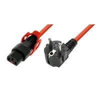 IEC LOCK - Cordon secteur 2P+T FR/C13 avec cage - 2m orange