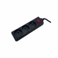 Multiprise 2P+T.3 prises avec interrupteur noir Lg 1, 5m