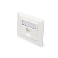 Plastron 45x45mm 1 port RJ45 avec plaque de finition 80x80mm, Blanc