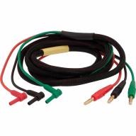 Cordon testeur cuivre 3 fiches bananes / 3 bananes coudées 2mm TED - Longueur 2m