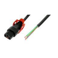 IEC LOCK - Cordon secteur dénudé vers C13 avec cage - 3m - noir