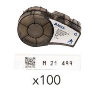 Étiquettes nylon BRADY BMP21/M210/M211 B-499 - 19,05mm x 4,88m Noir sur blanc - Lot de 10
