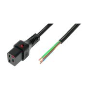 IEC LOCK - Cordon secteur C19/Dénudé - 1m noir