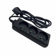 Multiprise 2P+T 3 prises noir Lg 1,5m