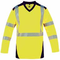 Tee-shirt haute visibilité ML jaune/bleu marine Cl.3 T2S T.M