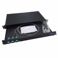 Tiroir 19" coulissant 1U 24 LCU DX OM3 équipé de 3 traversées LCU DX 6 pigtails