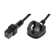 IEC LOCK - Cordon secteur 2P+T UK/C19 - 2m noir