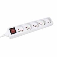 Multiprise 2P+T 5 prises avec interrupteur blanc Lg 4m