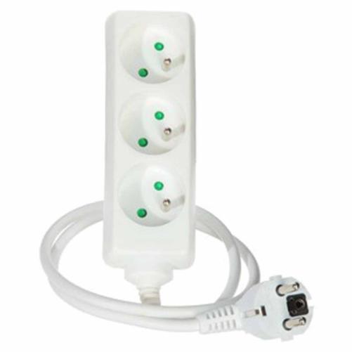 Multiprise 2P+T.3 prises blanc L - Multiprise et cordon secteur