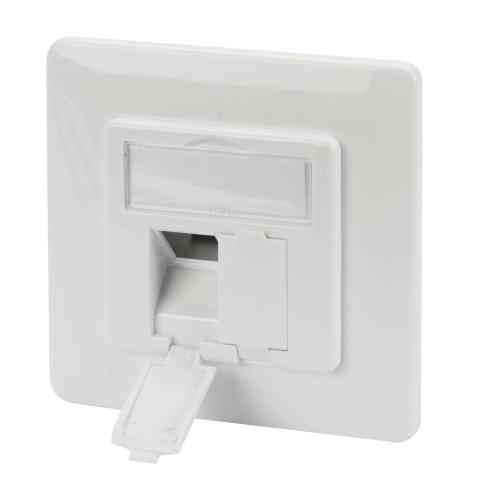 Plastron RJ45 80x80mm sortie 45° - Prise RJ45
