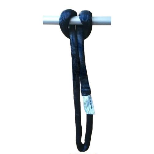 Sangle compact noire cousue 0,5m - Mousqueton et connecteur