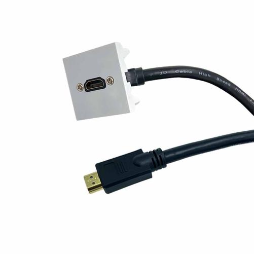 Plastron 45x45 HDMI 2.0 FM Coudé - Prise RJ45