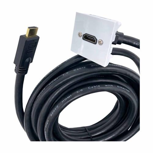 Plastron 45x45 HDMI 2.0 FM Coudé - Prise RJ45