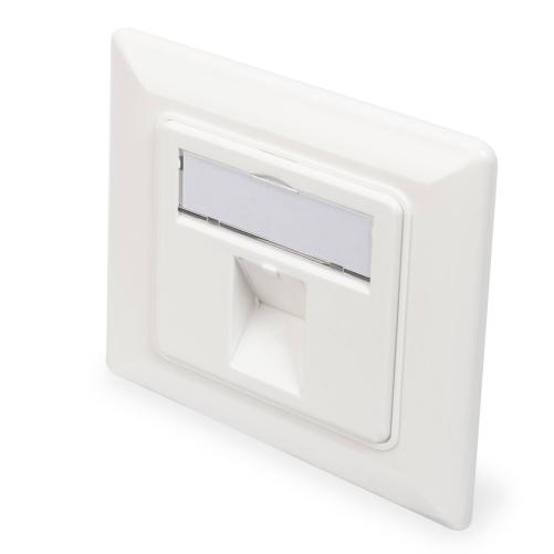 Plastron 80x80mm sortie droite 1 - Prise RJ45