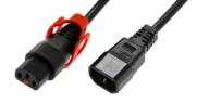 IEC Lock - Rallonge secteur C13/C14 avec cage sur C13 - 1.5m Noir