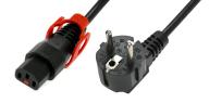 IEC Lock - Cordon secteur 2P+T FR / C13 avec cage - 3m Noir
