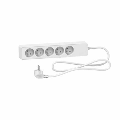 Multiprise 2P+T.5 prises blanc L - Multiprise et cordon secteur
